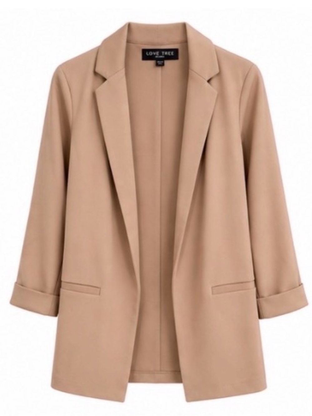 Love Tree Tan Open-Front Blazer Jacket